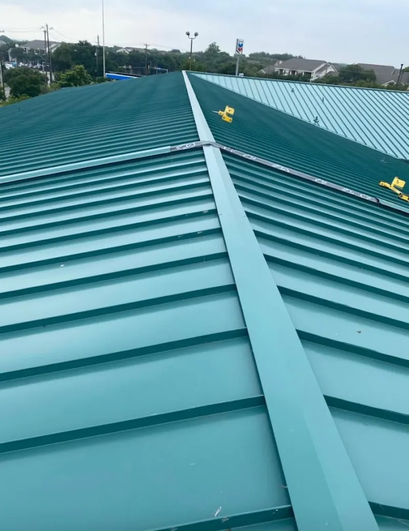 Green commercial metal roof ridge and valley for Metal Roof Repair in Warren